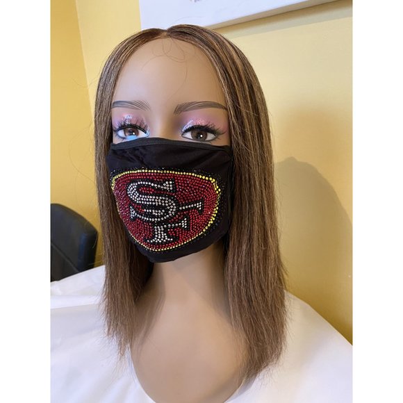 San Francisco 49ers Bling Rhinestone Face Mask Front Logo - Picture 8 of 10